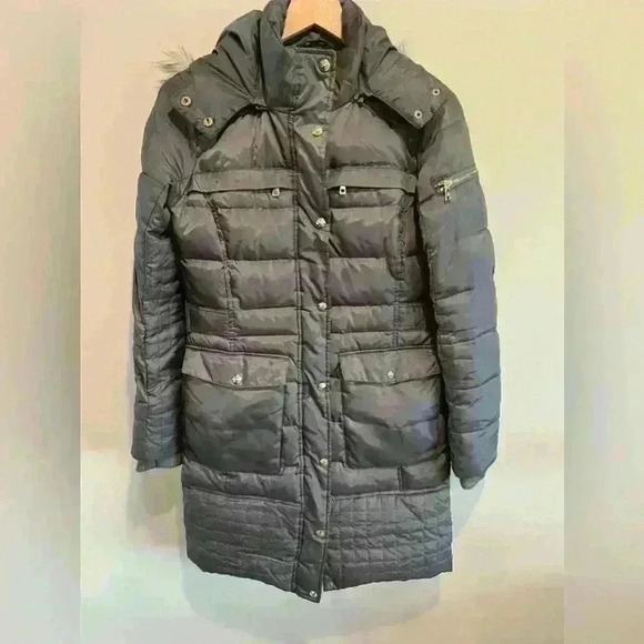 SAM EDELMAN Quilted Hooded Down Puffer COAT Faux Fur  Jacket Sz Small - Picture 6 of 8